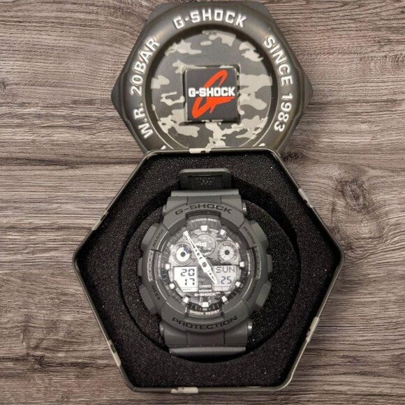 Casio G-Shock GA-100CF-8A Grey/Camo – With Box – Like New - Picture 1 of 7